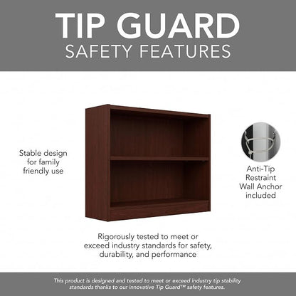 Bush Furniture Universal Small 2 Shelf Bookcase in Vogue Cherry, Low Storage - Image 7