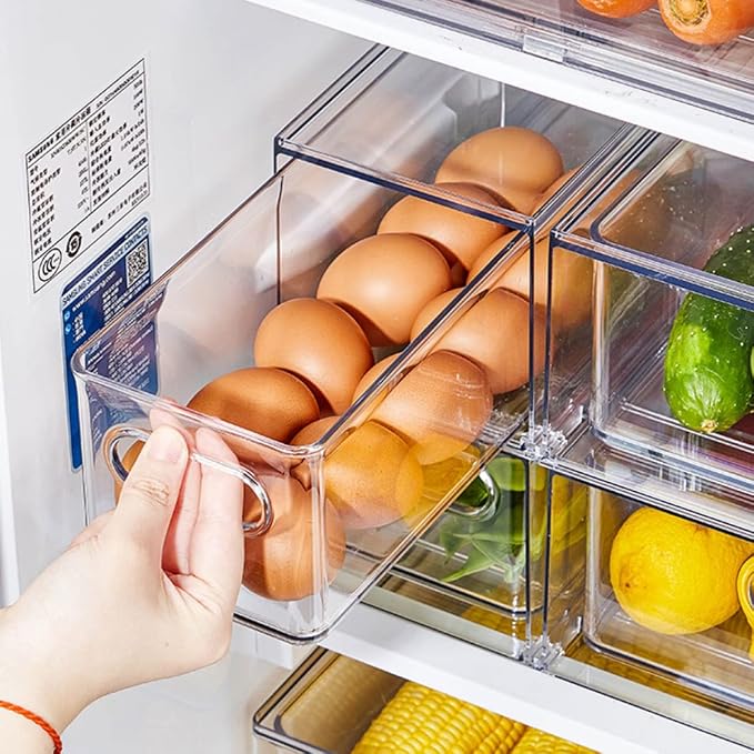 MineSign 4Pack Stackable Fridge Drawers Pull-out Storage Bins - Image 4