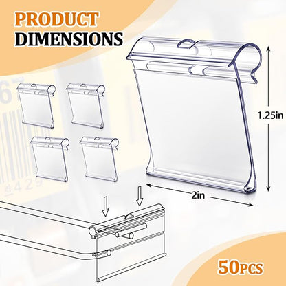 50 Pcs 2" x 1.25" Hook Scanner Plates Shelf Label Holders, Reusable Flip-open - Image 2