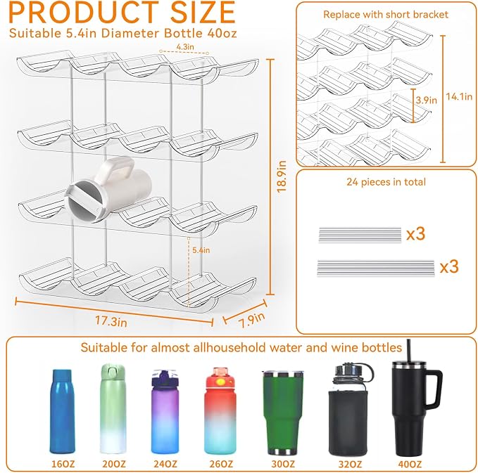 Yieach 3 Tier Stackable Water Bottle Organizer - Image 2