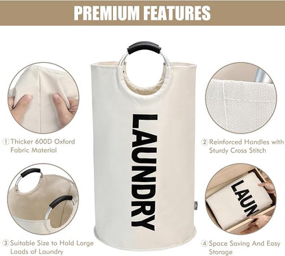 DOKEHOM 90L Large Laundry Basket, Collapsible Laundry Bag, Freestanding Tall - Image 8