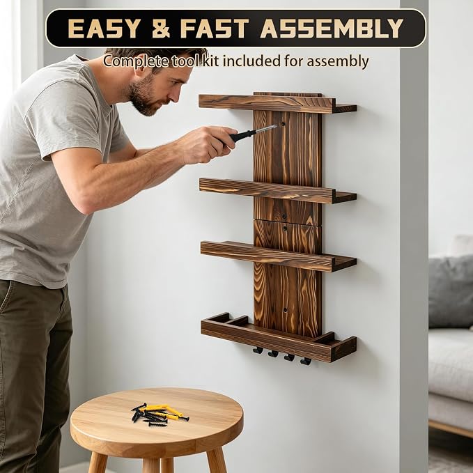 Cologne Organizer for Men, Wall-Mounted Perfume Storage Display Shelf | Wooden - Image 4