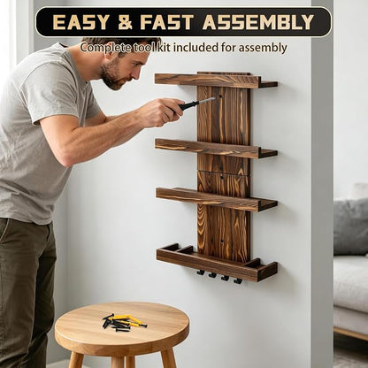 Cologne Organizer for Men, Wall-Mounted Perfume Storage Display Shelf | Wooden - Image 4