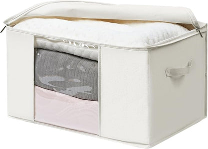 TYEERS Large Storage Bags with Zipper and Clear Window, Cotton Blended Fabric - Image 6