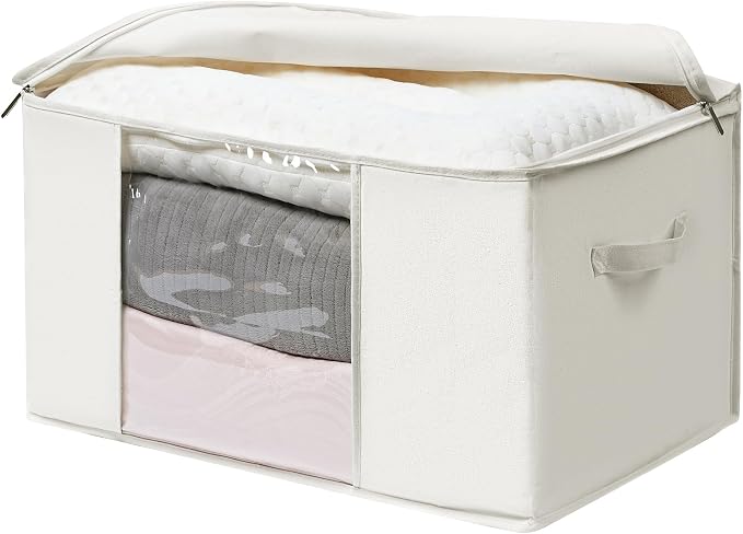 TYEERS Large Storage Bags with Zipper and Clear Window, Cotton Blended Fabric - Image 6