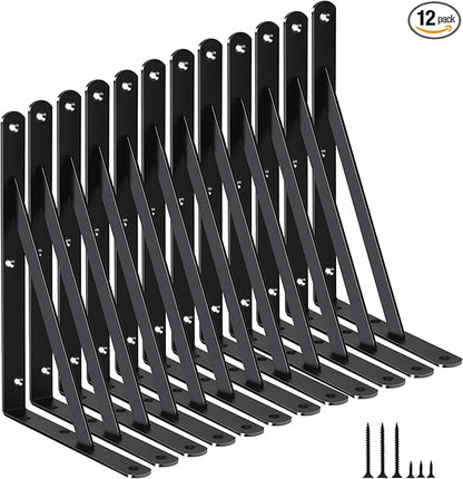 12 Pack L11 x H 8" Black Heavy Duty Shelf Brackets by MHMYDZ