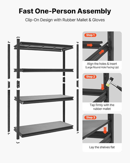 VEVOR Storage Shelves, 4-Tier Adjustable, 2400 lbs Capacity, Heavy Duty Garage - Image 8