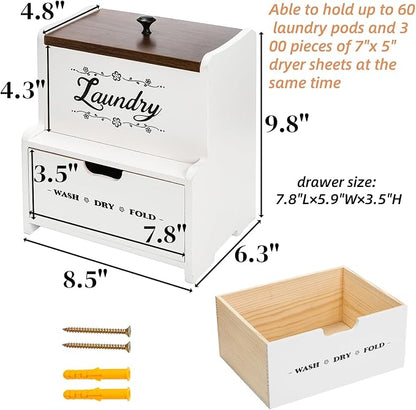 Goaste Dryer Sheet Holder with Drawer, Wood Dryer Sheet Dispenser with Lid - Image 2