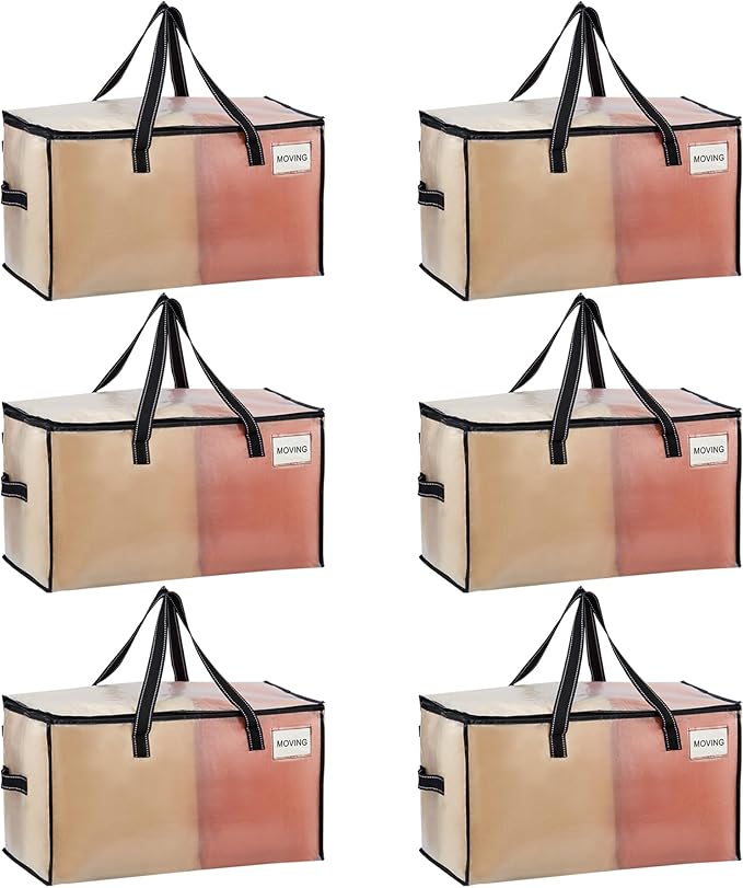 VENO 6 Pack Heavy Duty Moving Bags, College Dorm Essentials Packing Supplies by Veno