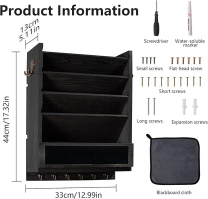 Rustic wall mail organizer, Key and Mail File Holder - Image 2