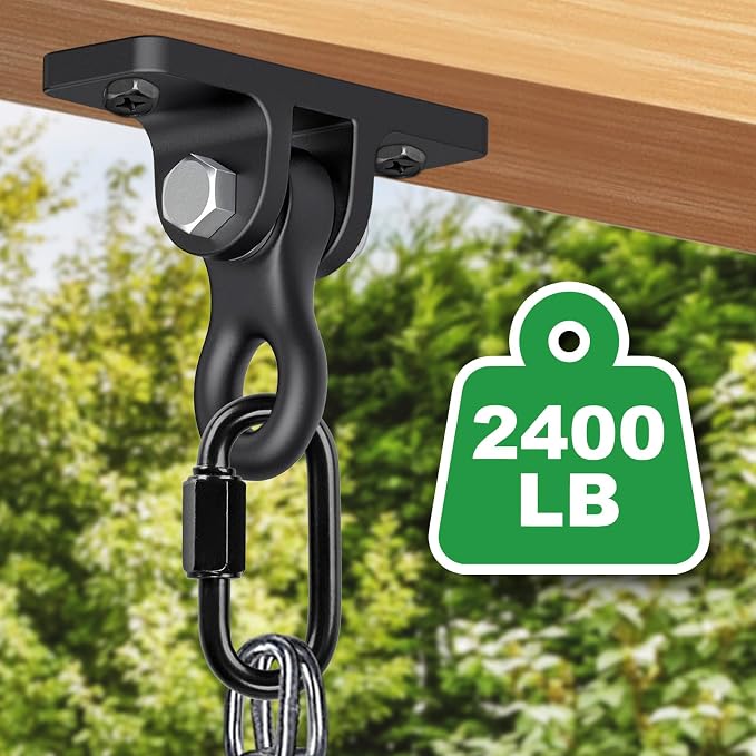 SELEWARE Heavy Duty Black Swing Hangers 2400LB Capacity Porch Swing Hanger | - Image 6
