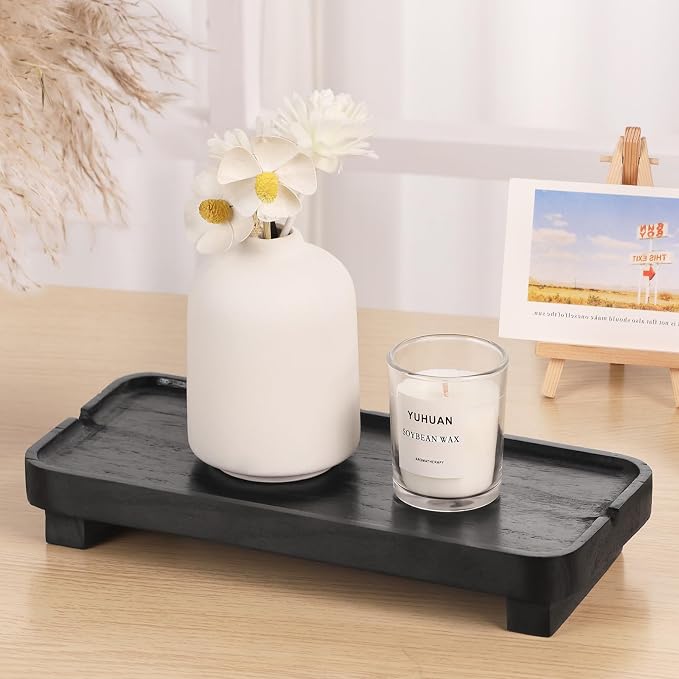 Wood Riser Small Decorative Tray Sink Soap Dish, Vanity Tray Pedestal Stand 10 - Image 4