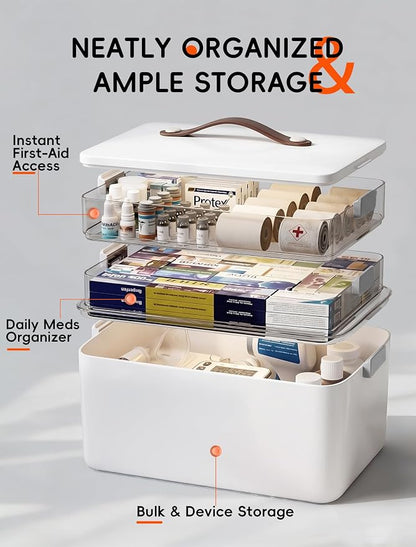 Medicine Organizer Box, 3-Tier Medicine Storage Box - Image 2
