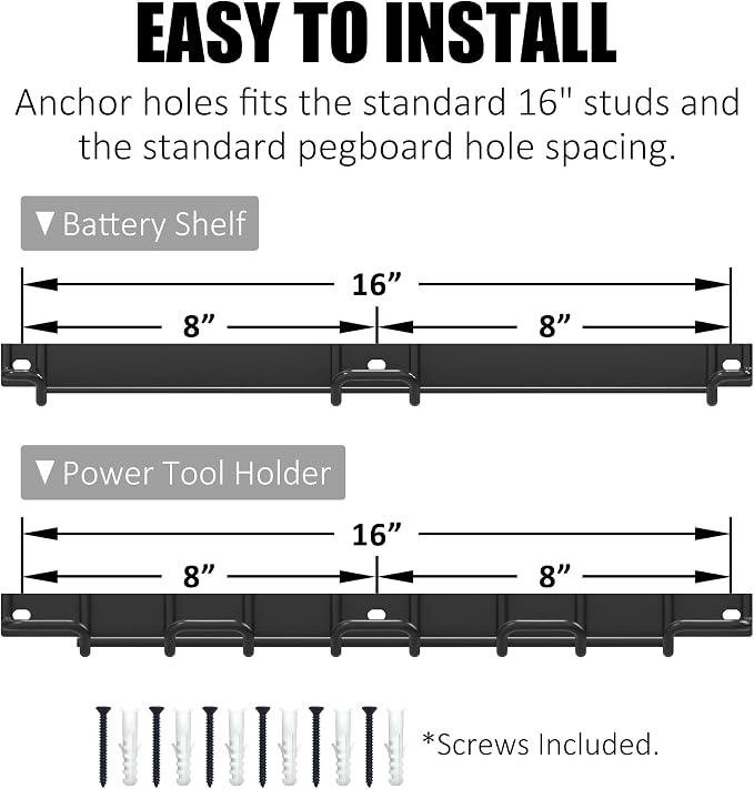 UNITEDPOWER Wall Mounted Drill Rack & Tool Shelf, Power Tool Organizer Holder - Image 4