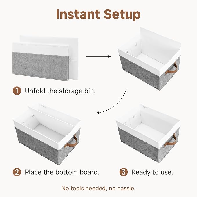 StorageWorks Storage Baskets for Shelves, Foldable Fabric Closet Storage Bins - Image 9