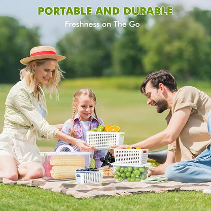 LUXEAR Produce containers for fridge, 3 Set Fruit Containers - Image 8
