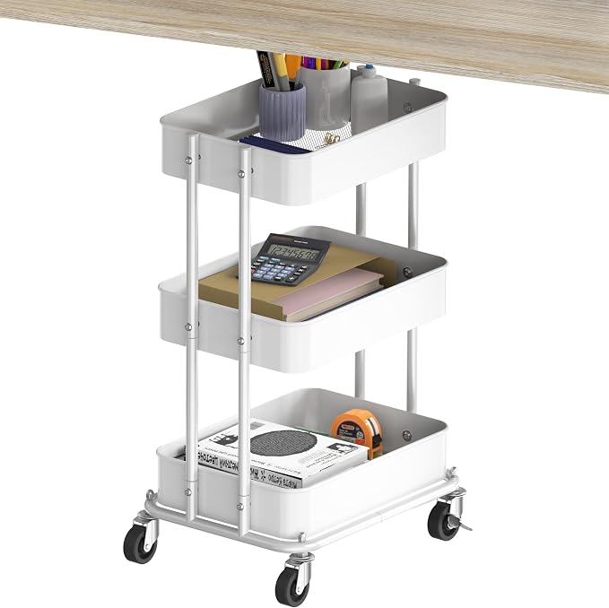 Simple Houseware 3-Tier Compact Utility Rolling Cart, Low 24” Height Fits Under by SimpleHouseware