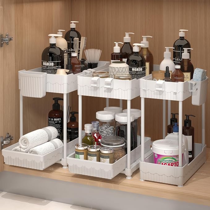 Sevenblue 3 Pack Under Sink Organizers, 2-Tier Multi-Use Kitchen and Bathroom by Sevenblue