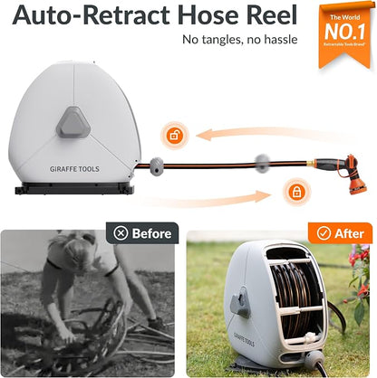 Giraffe Tools Retractable Heavy Duty Hose Reel, 1/2" x 82FT Automatic Rewind - Image 2