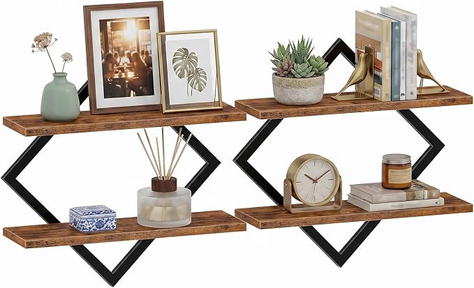 CHOEZON Floating Shelves, 2-Tier Hanging Shelves, Wall Shelf Set of 2, Wall - Image 9