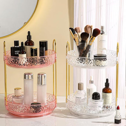 Fangoo 2 Tiers Clear Rotating Makeup Organizer - Image 5