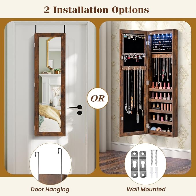 Giantex Wall or Door Mounted Jewelry Cabinet - Image 3