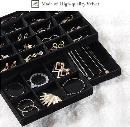 ProCase Stackable Large Jewelry Drawer Organizer, 3 Pack Velvet Jewelry - Image 5