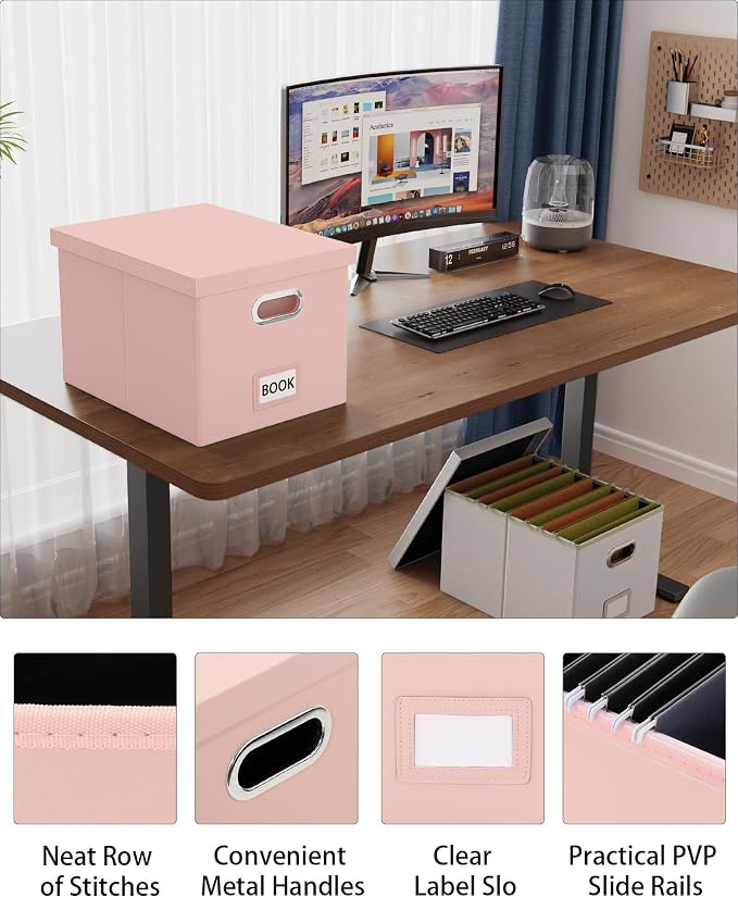 File Organizer Box with Lid, Portable Hanging File Box - Image 3