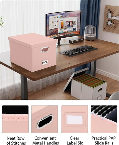 File Organizer Box with Lid, Portable Hanging File Box - Image 3