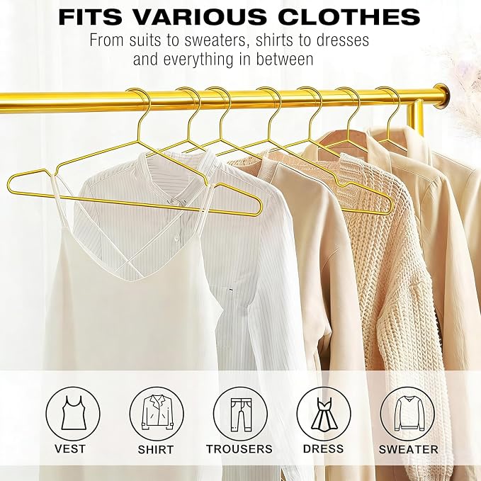 30 Pack Clothes Hangers, METLUCK Stainless Steel Gold Hangers - Image 6