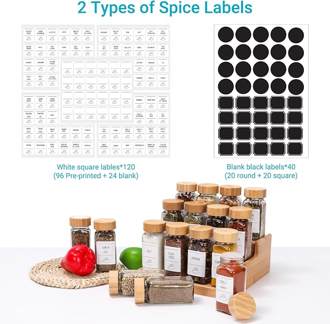 4 oz Glass Spice Jars with Bamboo Lids, 16 Pack Spice Bottles | 120ml Seasoning - Image 3