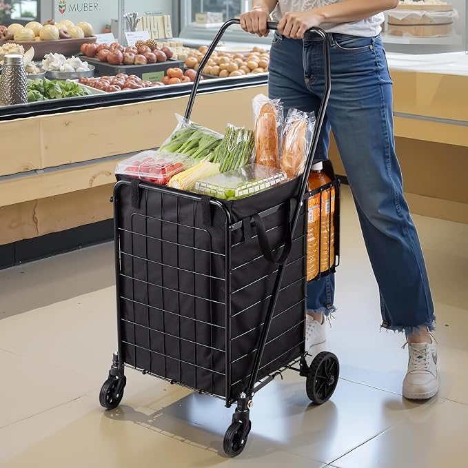 VEVOR Shopping Cart, Folding Grocery Utility Cart - Image 8