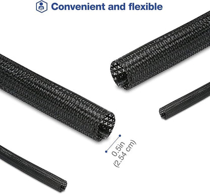 JOTO 26 Feet Cable Management Sleeve -Black | Cord Organizer System - Image 8