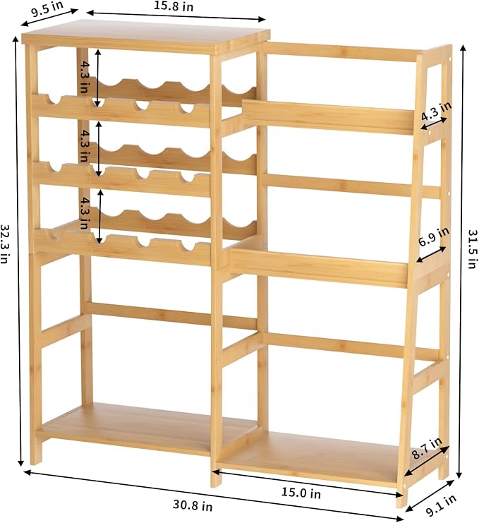 VASMIA Versatile Liquor Stand for Home Bar, Wine Rack Freestanding Floor - Image 4