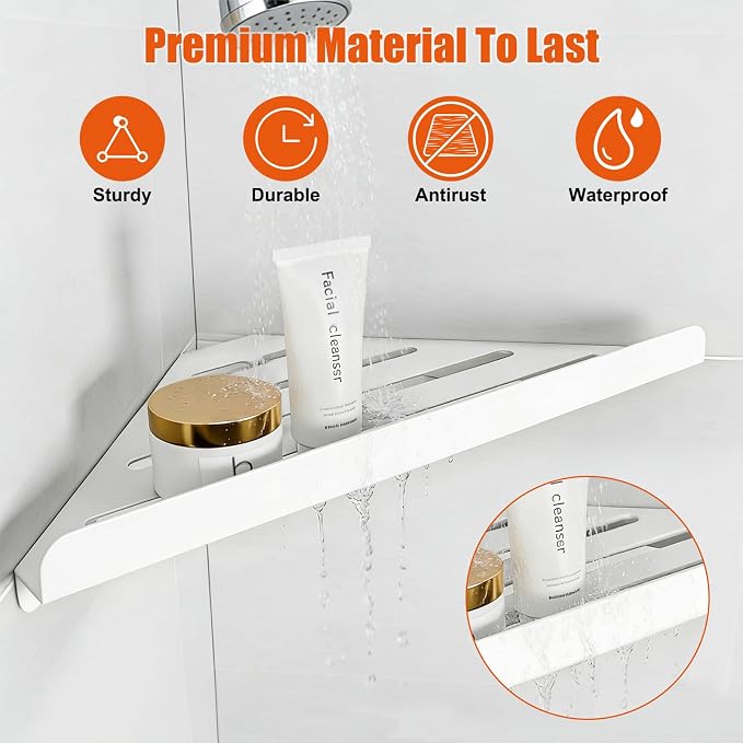 Fikoksol Shower Caddy, 2 Pack Bathroom Corner Shelf, Triangle Shelf Storage - Image 5