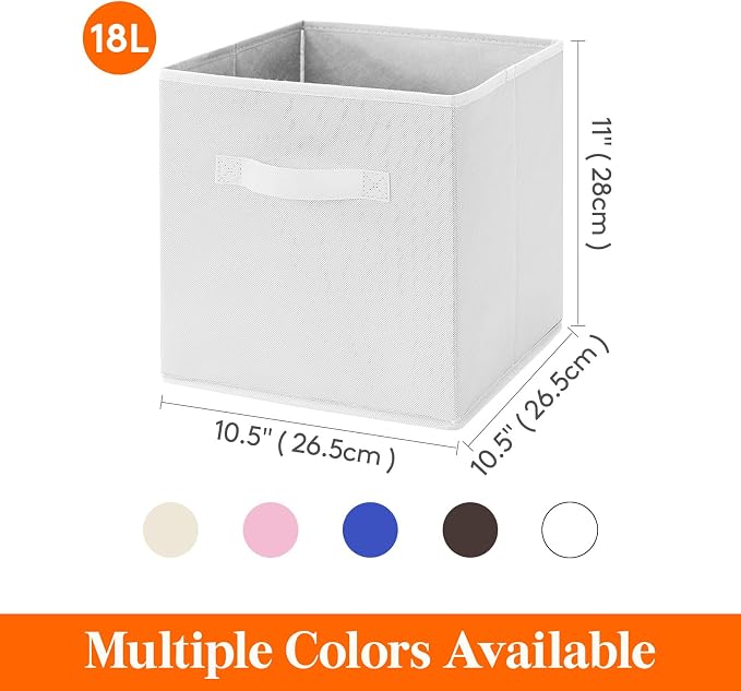 Lifewit Storage Cubes, 11 Inch Organizer Bins, 18L White, 12 Packs | Foldable - Image 5