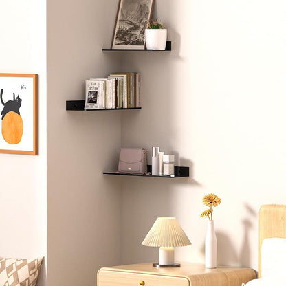Wisfame Floating Shelves for Wall Set of 3, Modern Small Adhesive Shelf for - Image 4