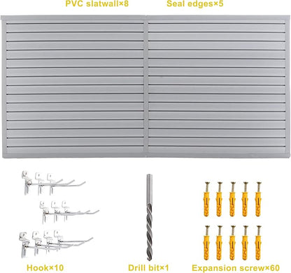 Slat Wall Paneling 8x4 FT, PVC SlatWall Panels Garage Organizer Storage System - Image 2