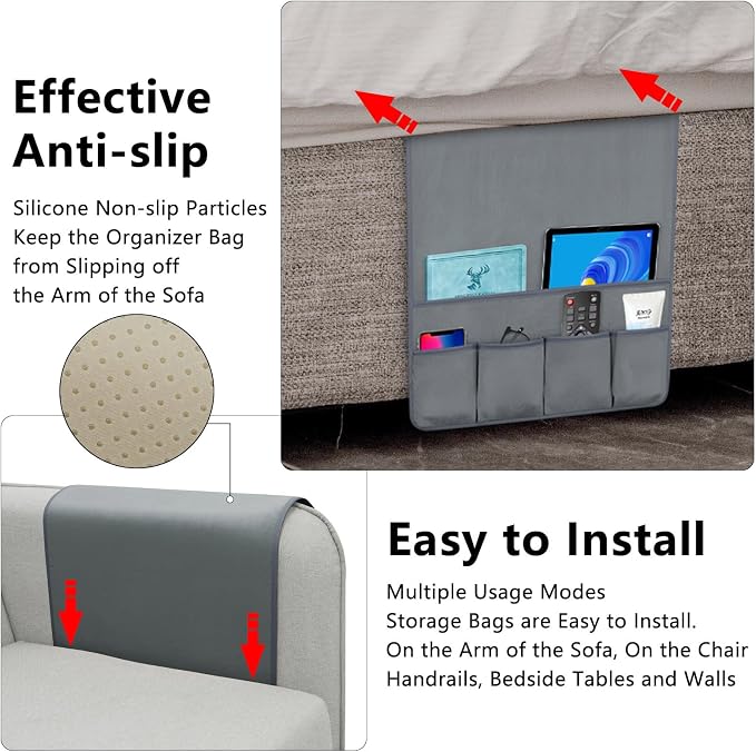 TV Remote Control Holder Couch Caddy, Non-slip Bedside Caddy Organizer - Image 4