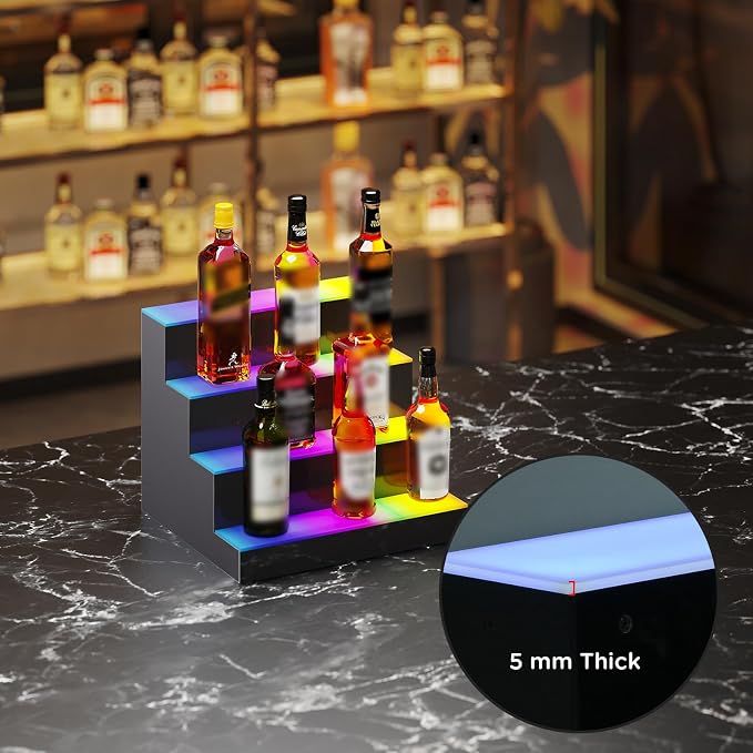 Dethan 4 Tier 16 Inch LED Lighted Liquor Bottle Display Shelf - Image 6