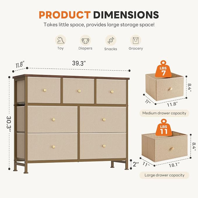 Sweetcrispy 7 Drawer Dresser for Bedroom Storage - Image 3