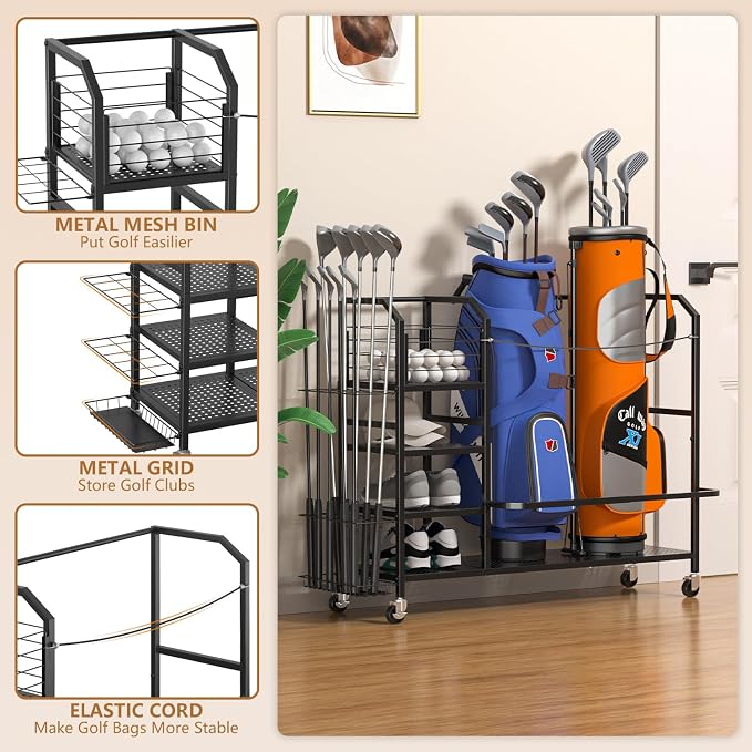 Golf Bag Storage, Big Capacity Golf Bag Organizer - Image 4