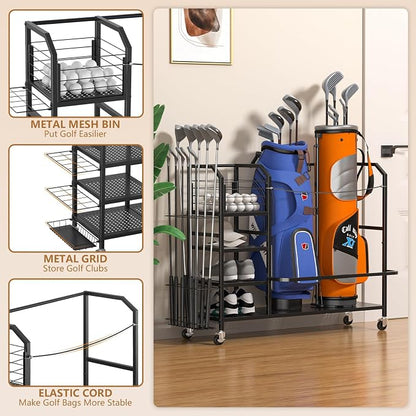 Golf Bag Storage, Big Capacity Golf Bag Organizer - Image 4