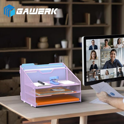 GAWERK Letter Tray Organizer, Mesh Desk File Organizer - Image 6