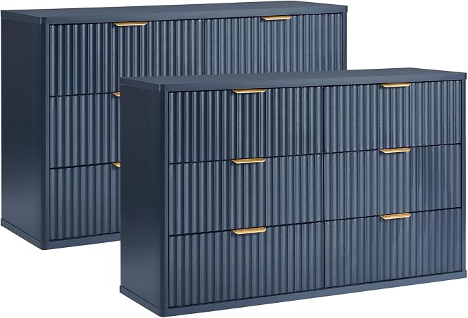 LEYAOYAO Fluted 6 Drawers Dresser Set of 2, Curved Profile Design, Dresser TV by LEYAOYAO-Findtheshiningpointofyourideallife%EF%BC%81