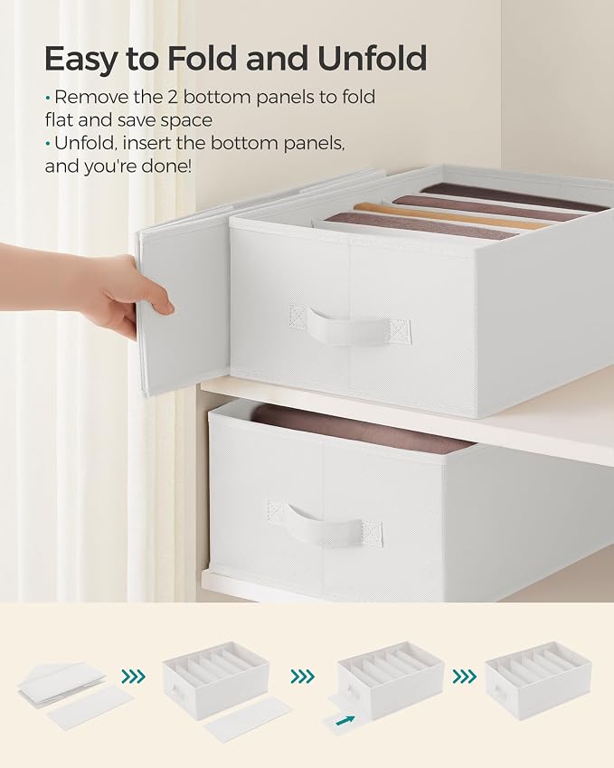 SONGMICS Set of 6 Large Size Wardrobe Clothes Organizers, 6-Compartment - Image 6