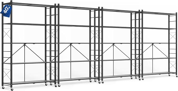 ALANNG 40" W Foldable 5-Tier Storage Shelves on Wheels Adjustable | Removable by ALANNG