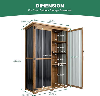 Ketive Outdoor Storage Cabinet, Wood & Metal Storage Shed - Image 2