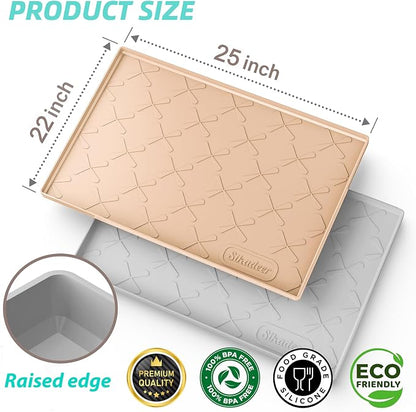 SIKADEER 25" x 22" Under Sink Mat Waterproof, Silicone Mat Kitchen Drawer Shelf - Image 3