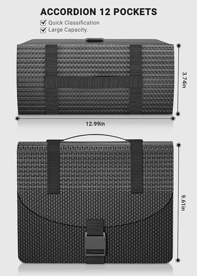 Expanding File Folders with Handle, Accordion File Organizer 13 Expandable - Image 3